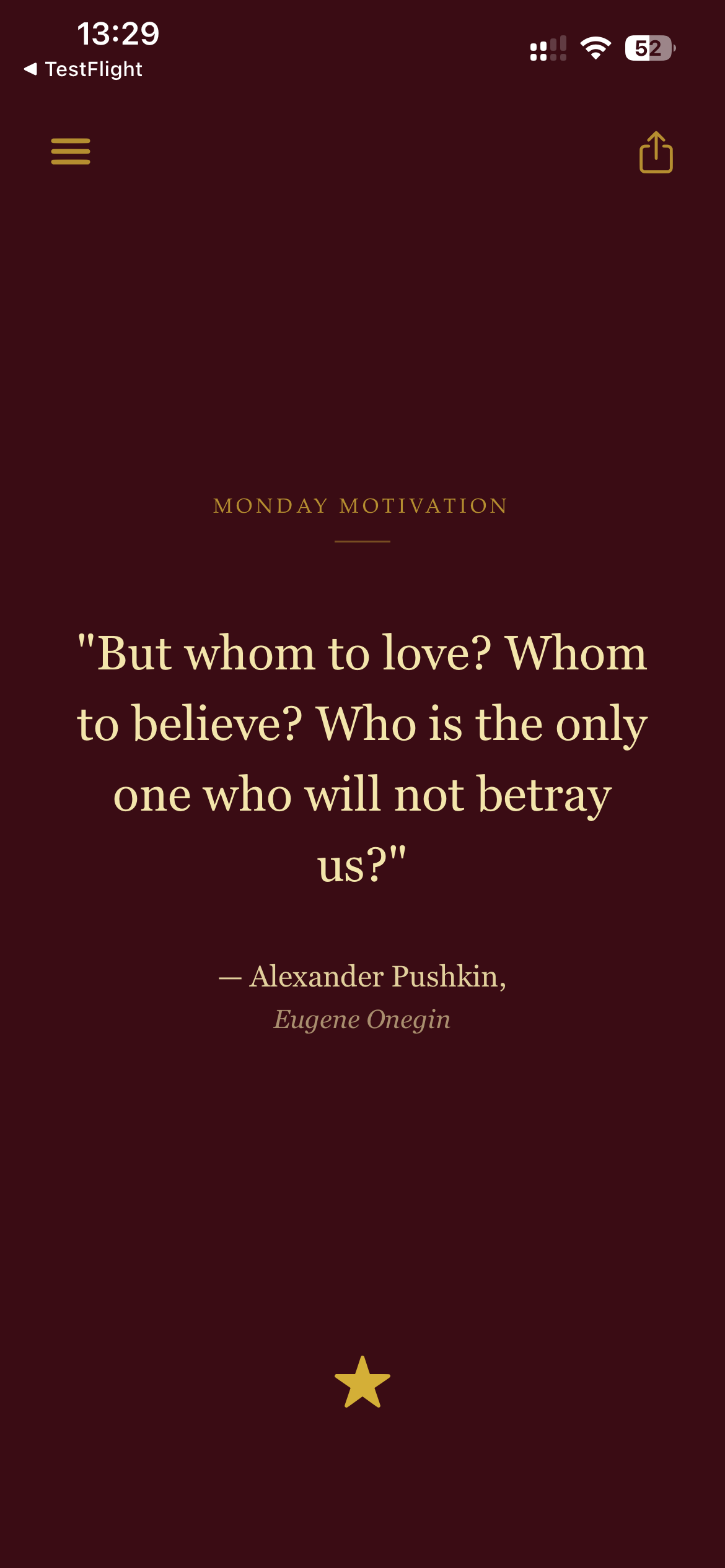 Dead Souls Daily app interface showing daily quote